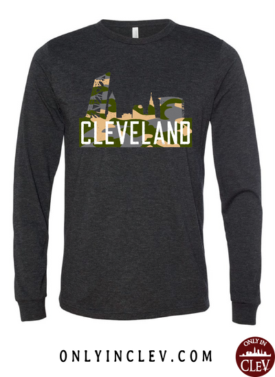 Cleveland Skyline Flats Camo Long Sleeve T-Shirt - Only in Clev