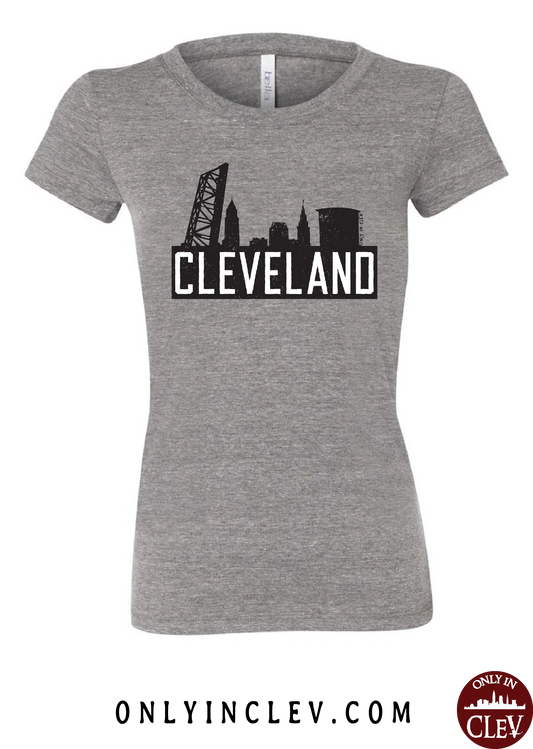"The Flats Skyline" T Shirt on Gray - Only in Clev
