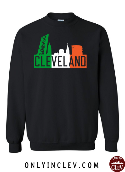 Irish Flats Skyline on Black Crewneck Sweatshirt - Only in Clev
