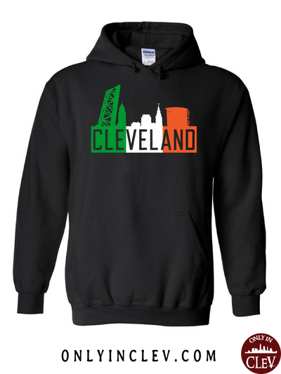 Irish Flats Skyline on Black Hoodie - Only in Clev
