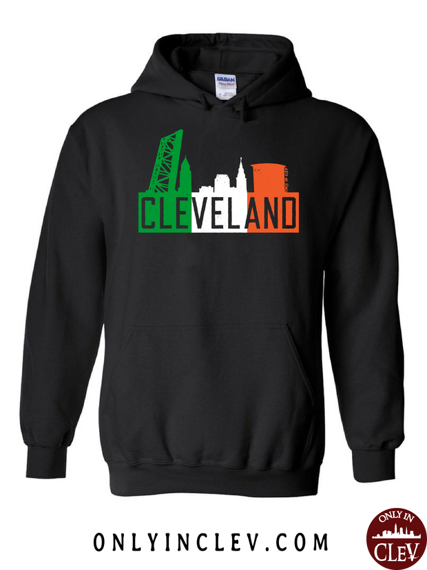 Irish Flats Skyline on Black Hoodie - Only in Clev