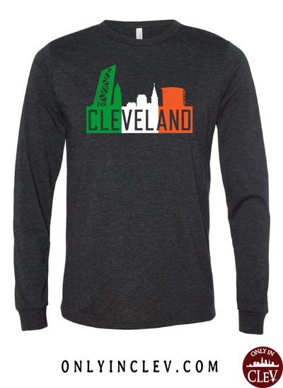 Irish Flats Skyline on Black Long Sleeve T-Shirt - Only in Clev