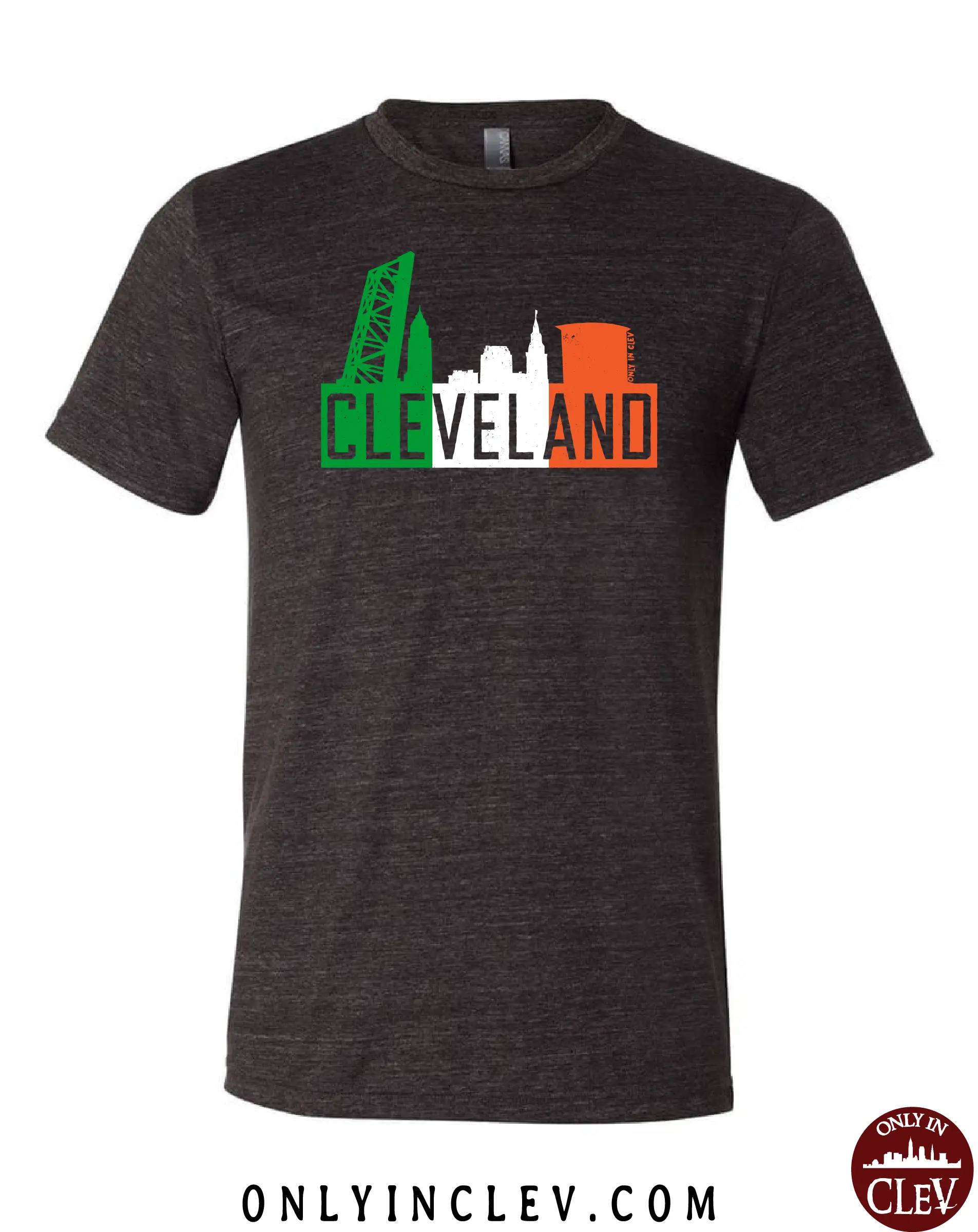 "Cleveland Irish Flats Skyline" design on Black - Only in Clev