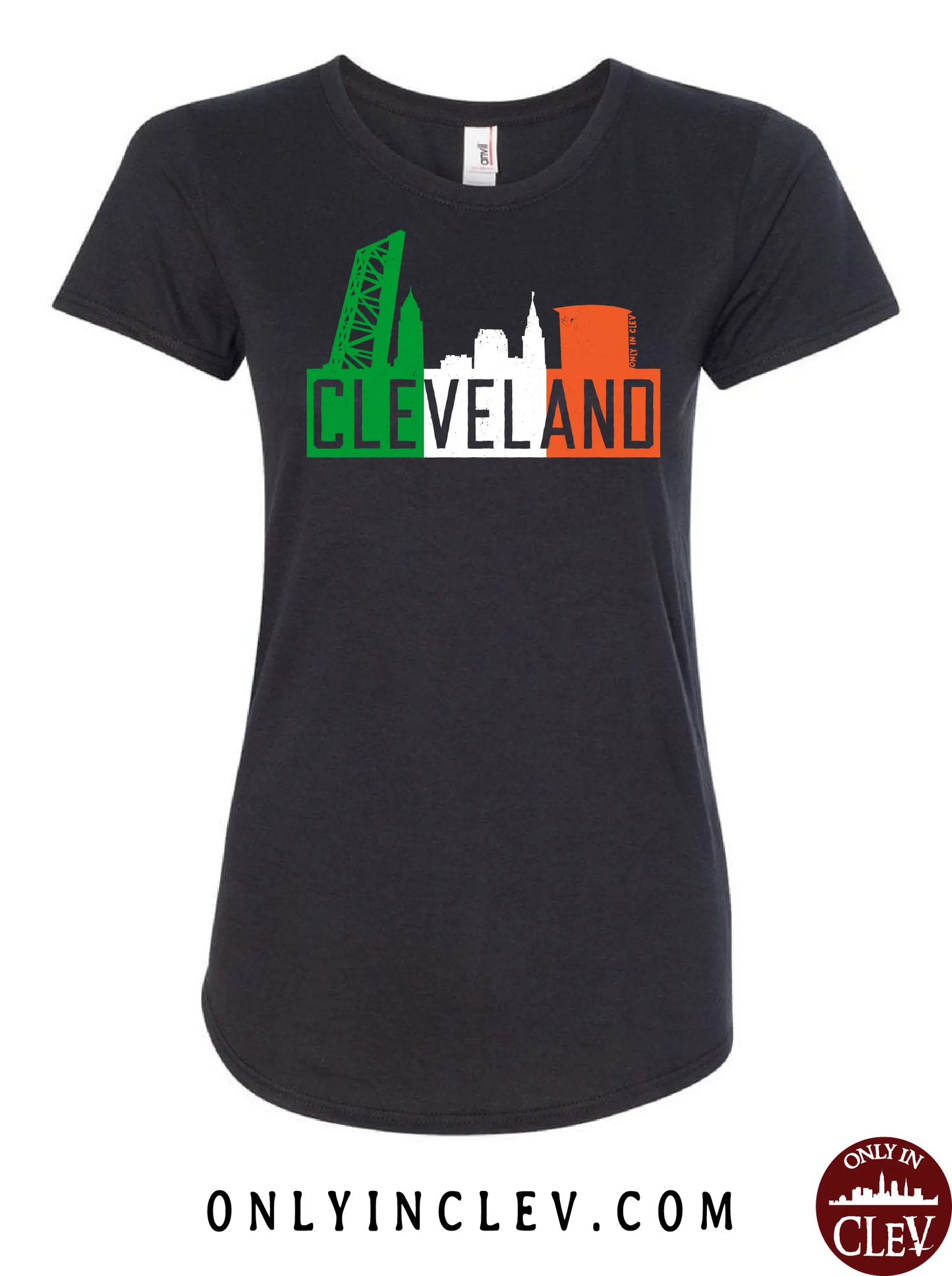 "Cleveland Irish Flats Skyline" design on Black - Only in Clev
