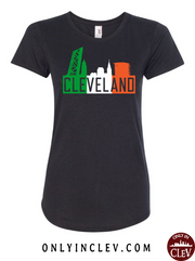 "Cleveland Irish Flats Skyline" design on Black - Only in Clev