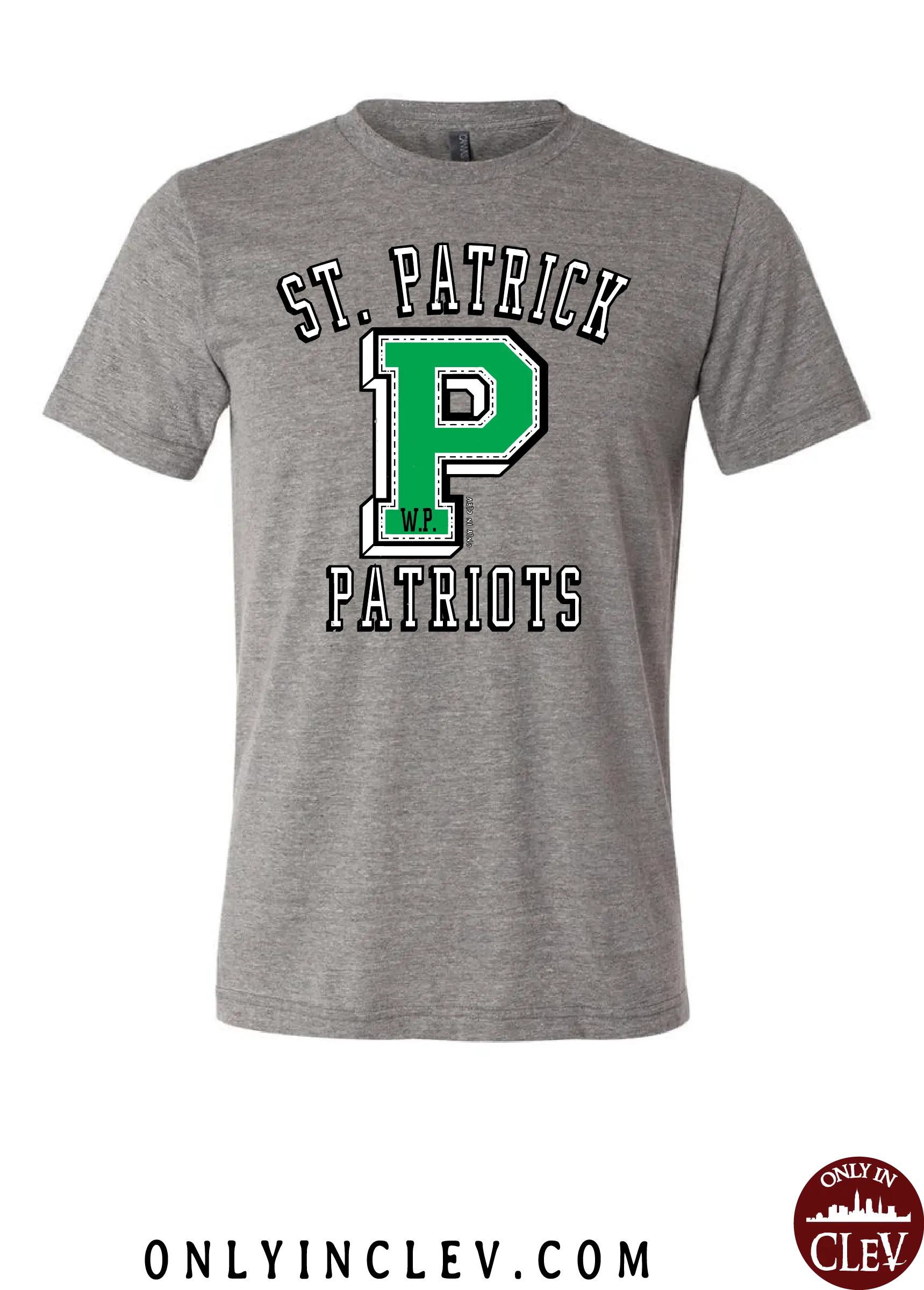 "St. Patrick Patriots" Letterman Design on Gray - Only in Clev