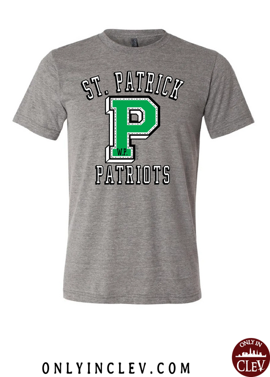 "St. Patrick Patriots" Letterman Design on Gray - Only in Clev
