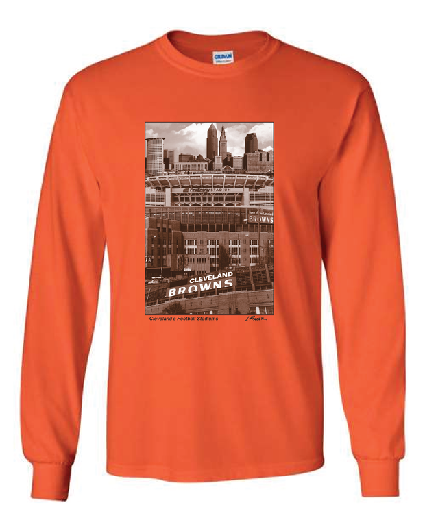 Ptacek Cleveland Football Stadiums Shirts on orange
