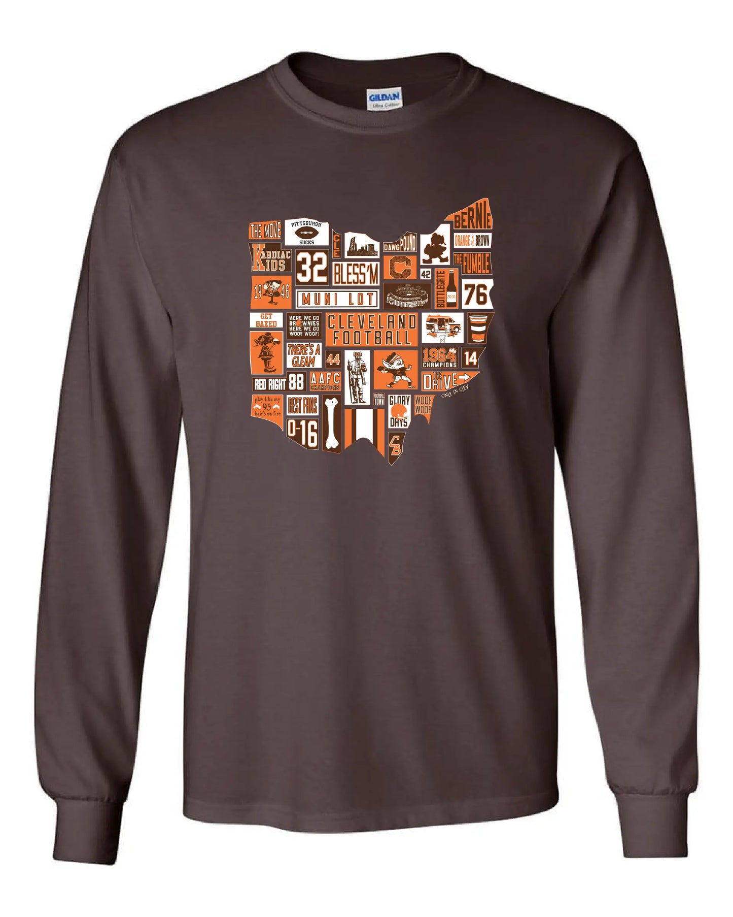 "Cleveland Football State" on Brown Only in Clev 3XL / Unisex long sleeve