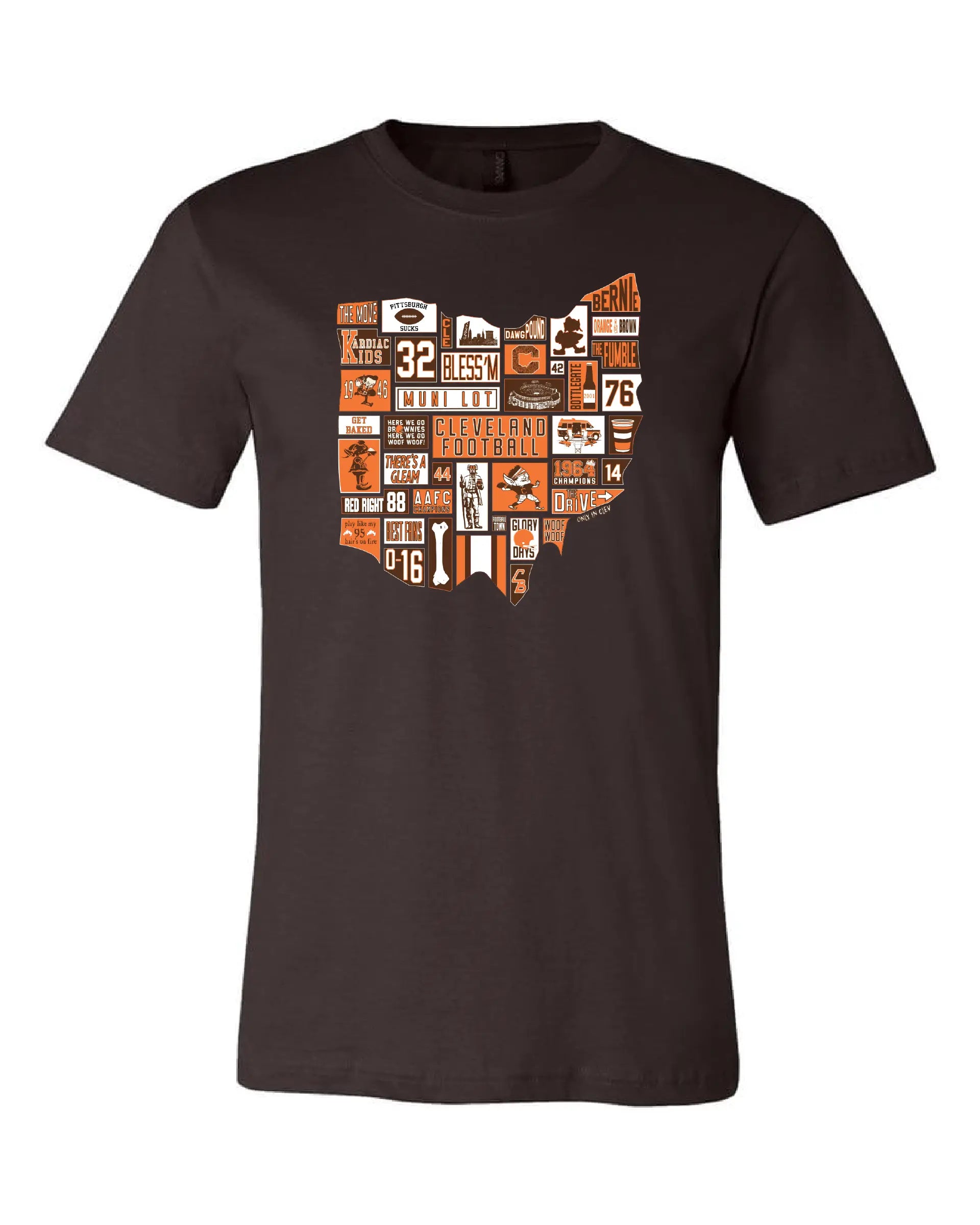 "Cleveland Football State" on Brown Only in Clev 3XL / Men's short sleeve