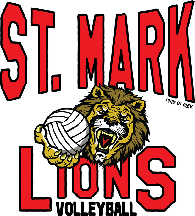 "St. Mark Lions Volleyball" Design on Ash