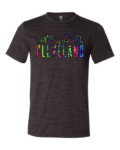 Colorful Skyline Cleveland design on Black
