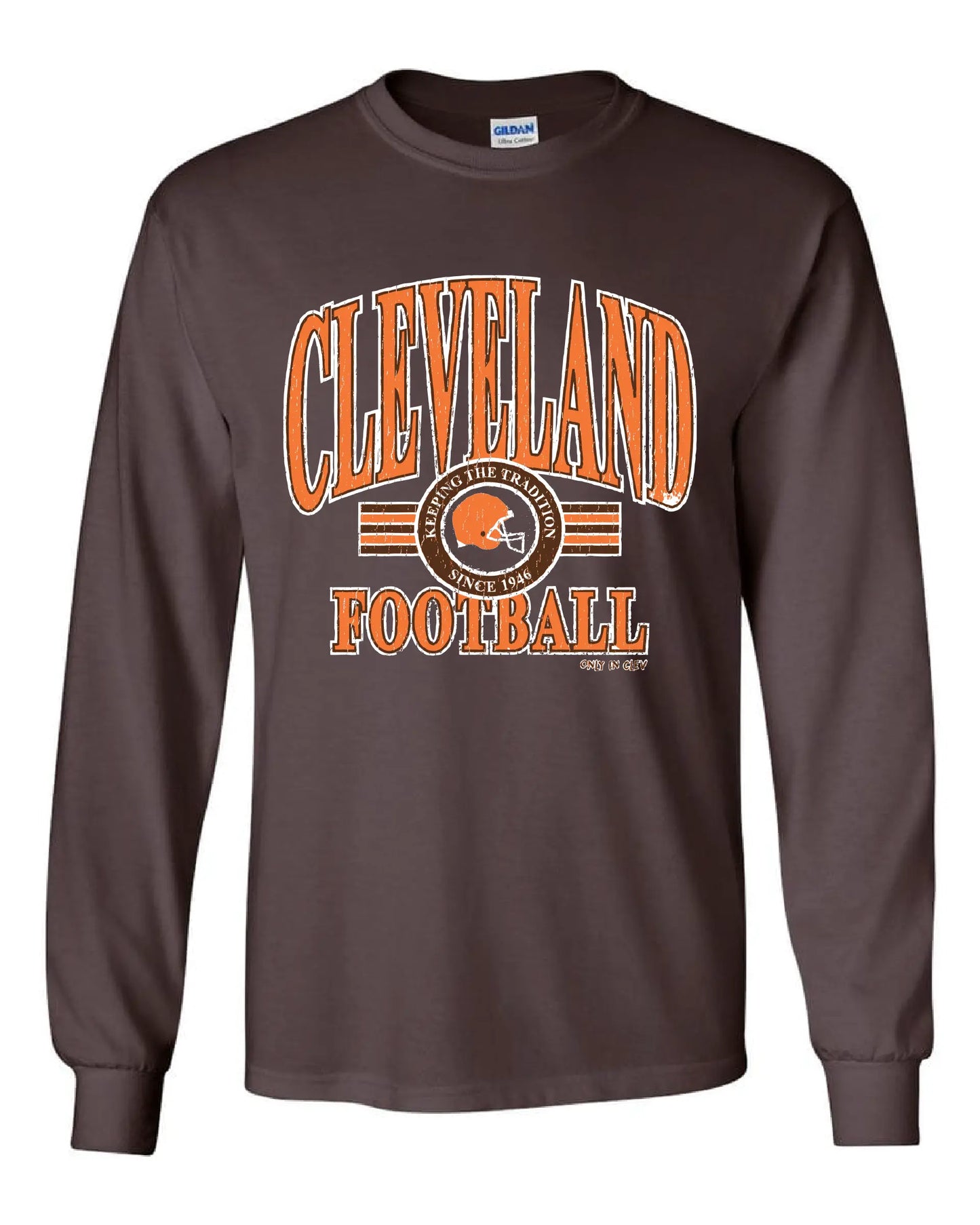 "Cleveland Football Tradition" Vintage Design on Brown - Only in Clev