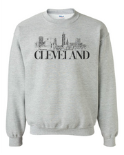 "Vintage Cleveland Skyline" Design on Grey