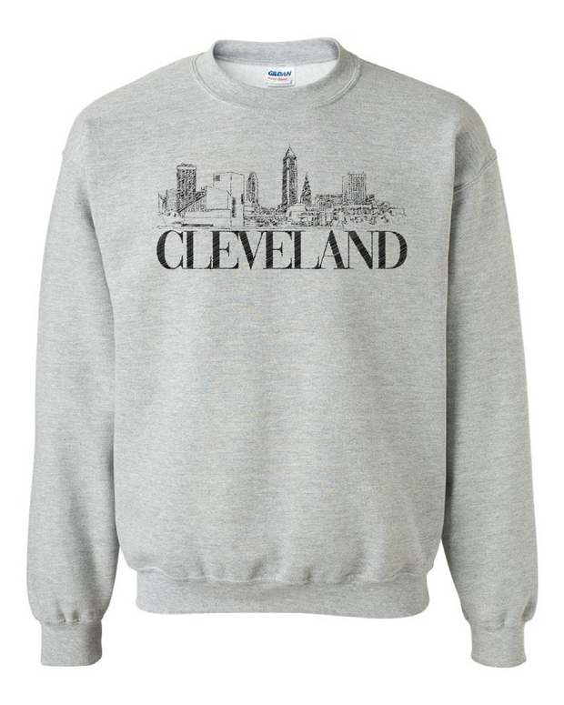 "Vintage Cleveland Skyline" Design on Grey