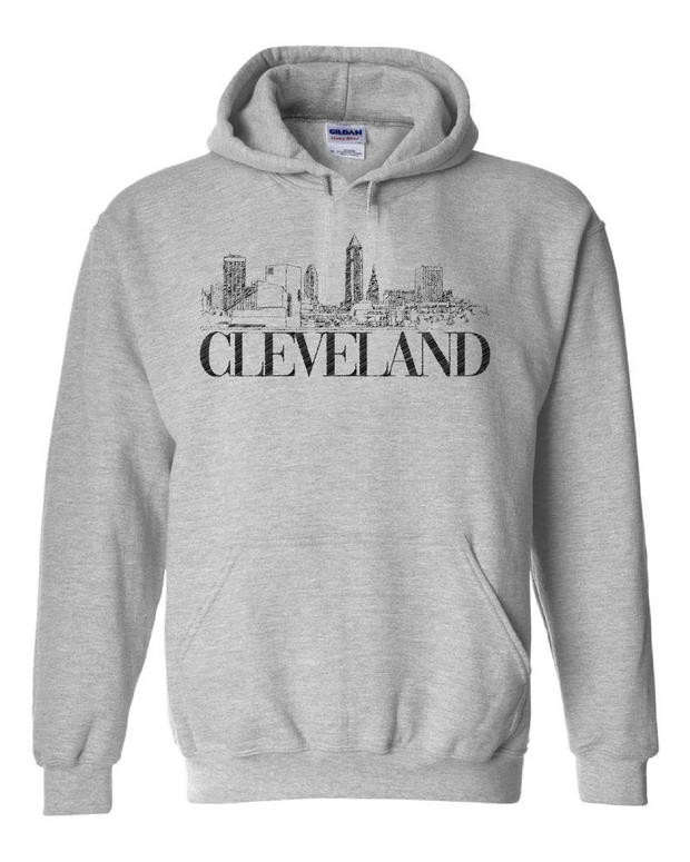 "Vintage Cleveland Skyline" Design on Grey