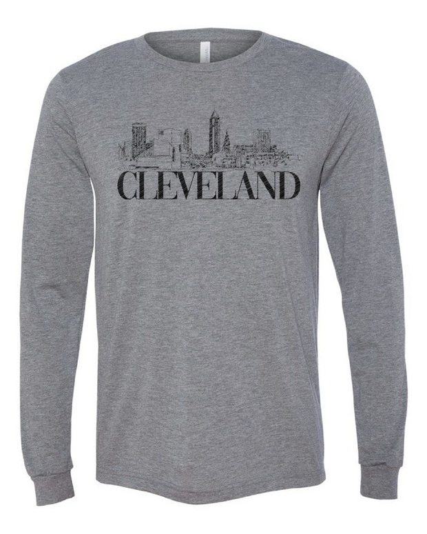 "Vintage Cleveland Skyline" Design on Grey