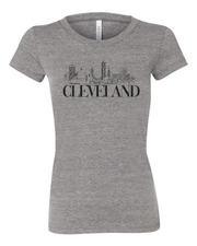 "Vintage Cleveland Skyline" Design on Grey