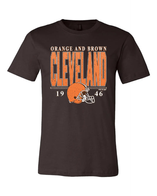 "Cleveland Vintage Football" on Brown - Only in Clev 3XL-Men-s-short-sleeve