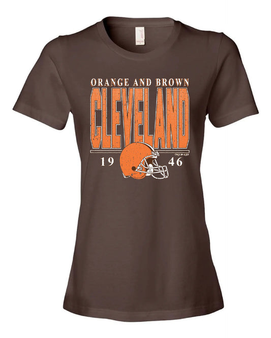 "Cleveland Vintage Football" on Brown - Only in Clev 3XL-Women-s-short-sleeve