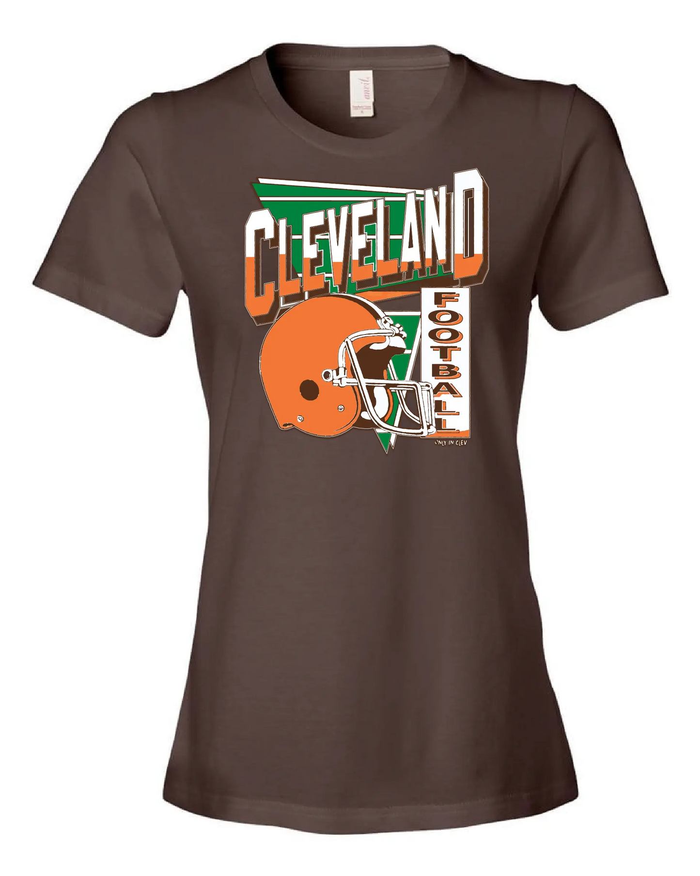 "Cleveland Vintage 80's Throwback" Design on Brown - Only in Clev 3XL-Women-s-short-sleeve