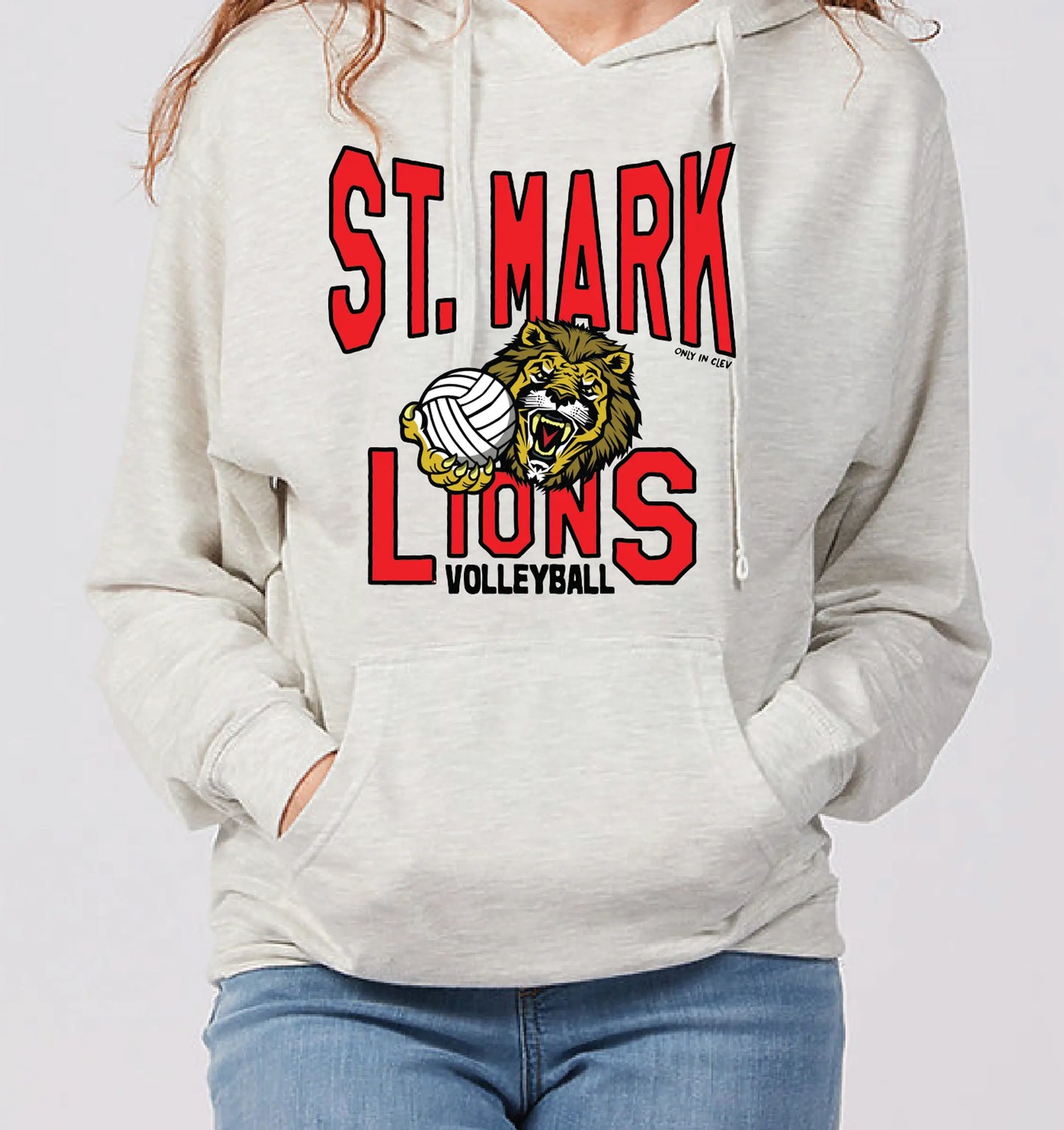 "St. Mark Lions Volleyball" Design on Ash - Only in Clev 3XL-Hoodies
