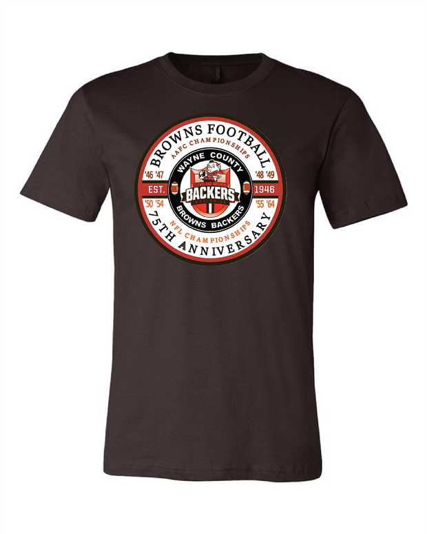 "Wayne County 75th Anniversary Browns Backers" Design on Brown