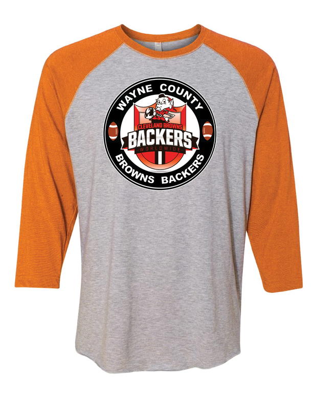 "Wayne County Browns Backers" Design on Raglan 3/4 Quarters