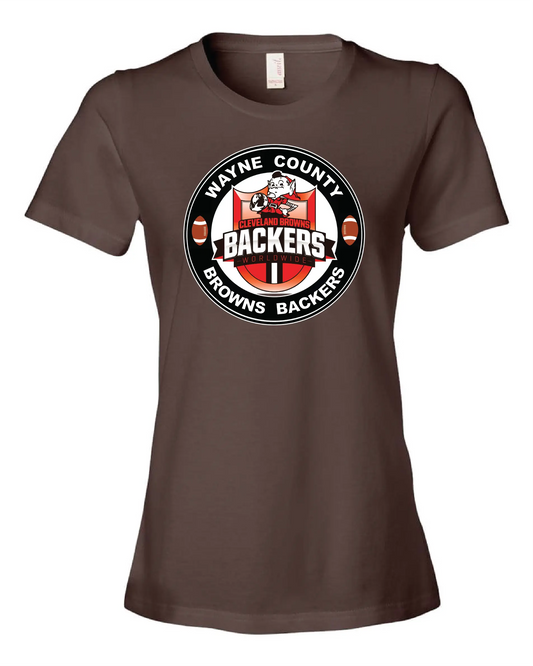 "Wayne County Browns Backers" Design on Brown - Only in Clev 3XL-Women-s-short-sleeve