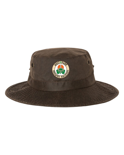 West Park Browns Backers Safari Hat" on Washed Brown