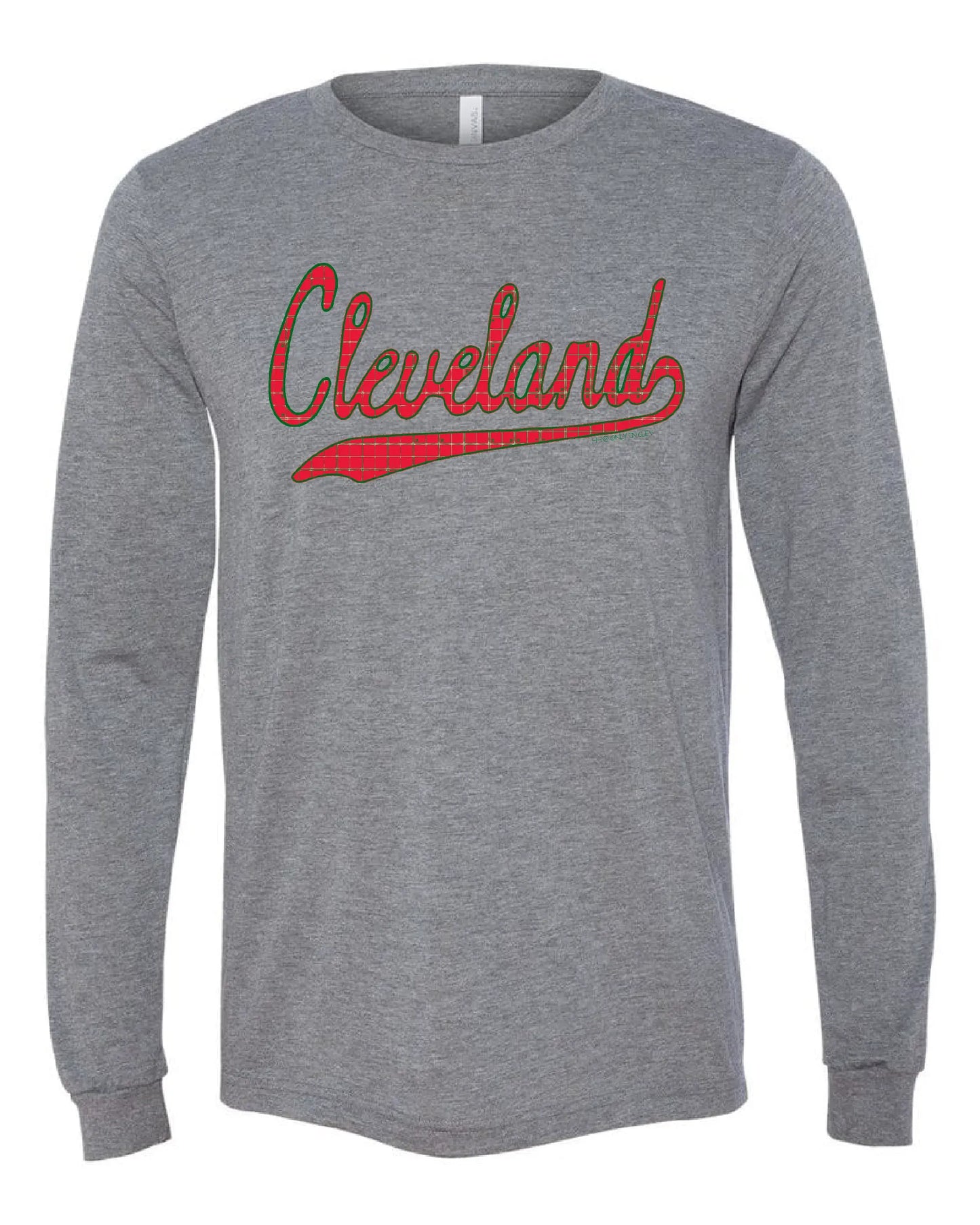 "Cleveland Holiday Script" on Gray - Only in Clev 3XL-Unisex-Long-Sleeve-T-Shirt