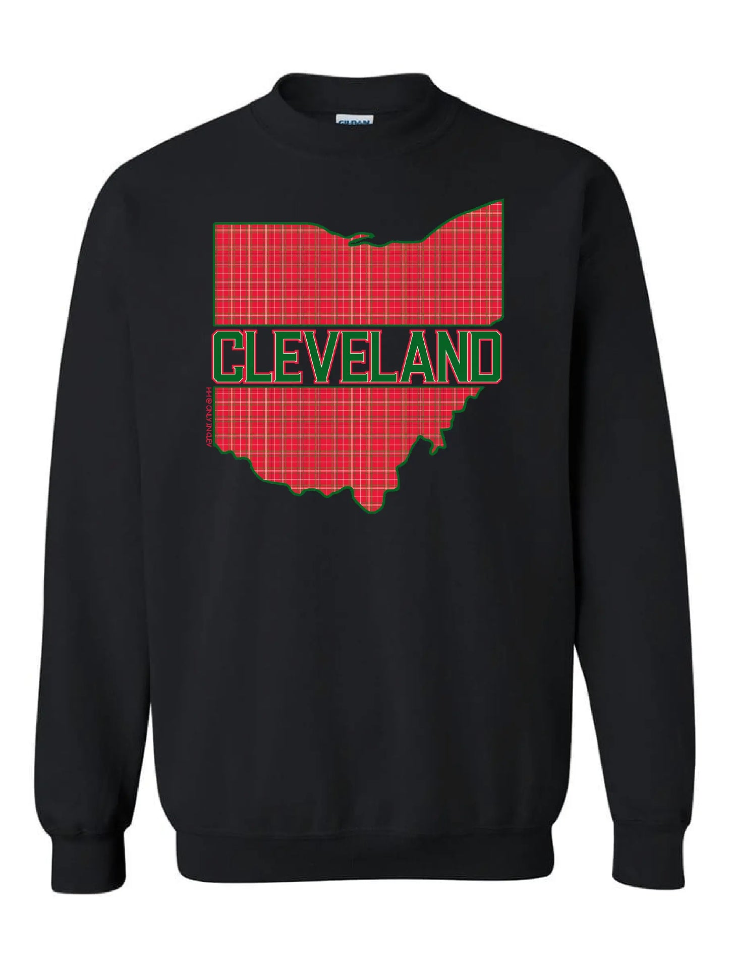 "Cleveland Holiday State" on Black - Only in Clev 3XL-Crew-Sweatshirt