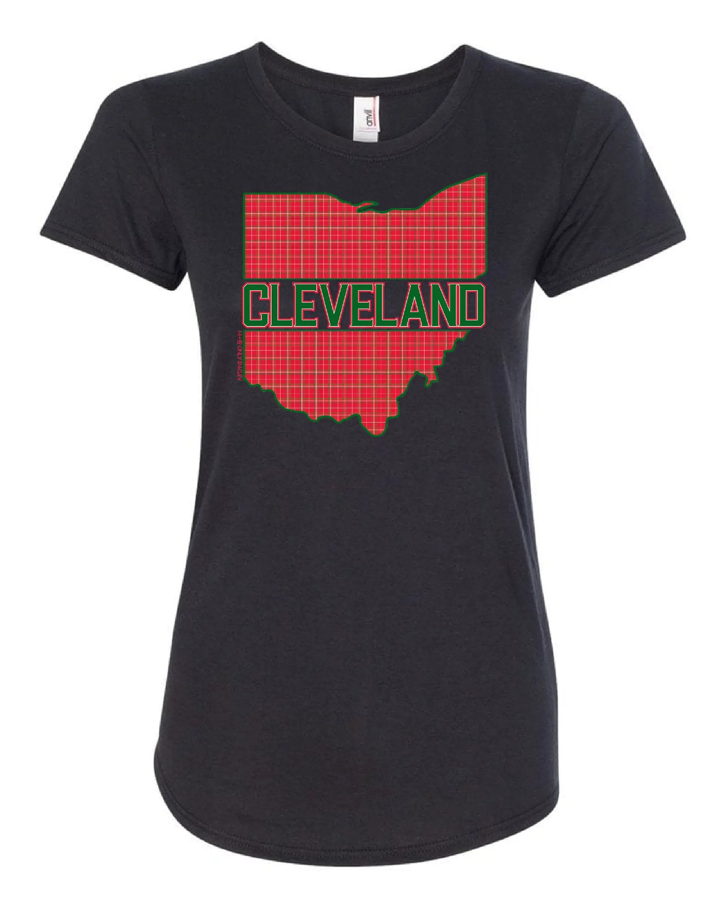 "Cleveland Holiday State" on Black - Only in Clev 2XL-Women-s-Short-Sleeve-T-Shirt